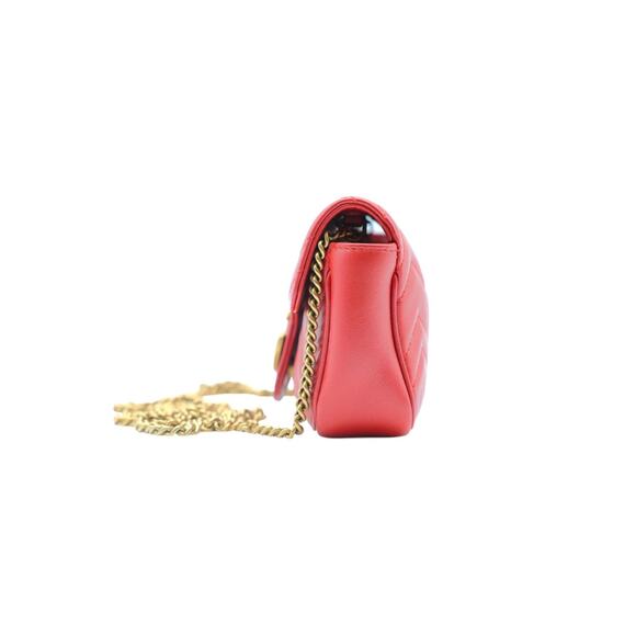 Gucci GG Marmont Matelasse Chevron Mini Crossbody Bag In Red - Picture 3 of 6